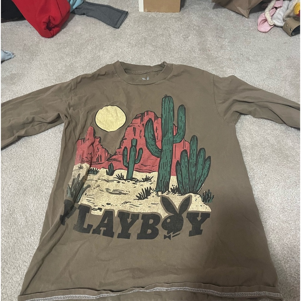 long sleeve woman’s playboy brown shirt
